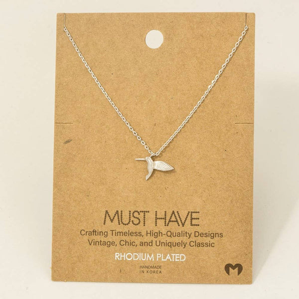 Fame Accessories - Gold Dipped Humming Bird Pendant Necklace