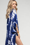 Shop Neighbors - Tie Dye with Crochet Accent Kimono: BLUE