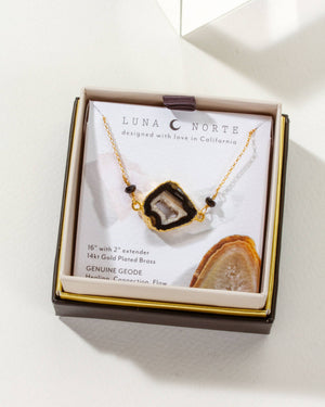 Black Agate Geode Necklace - Agate & Onyx