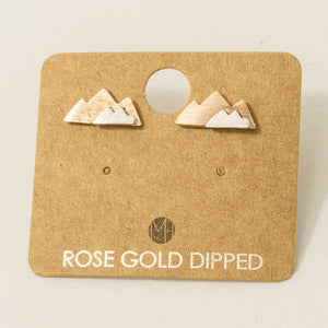 Fame Accessories - Two Toned Mountain Stud Earrings