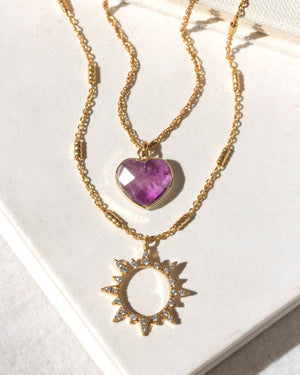 Luna Norte - Live By The Sun, Follow Your Heart Necklace Set - Amethyst
