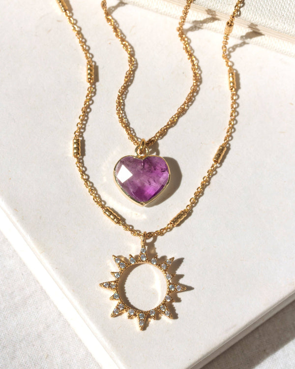 Luna Norte - Live By The Sun, Follow Your Heart Necklace Set - Amethyst
