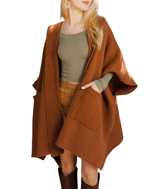 Camel Hooded Ruana