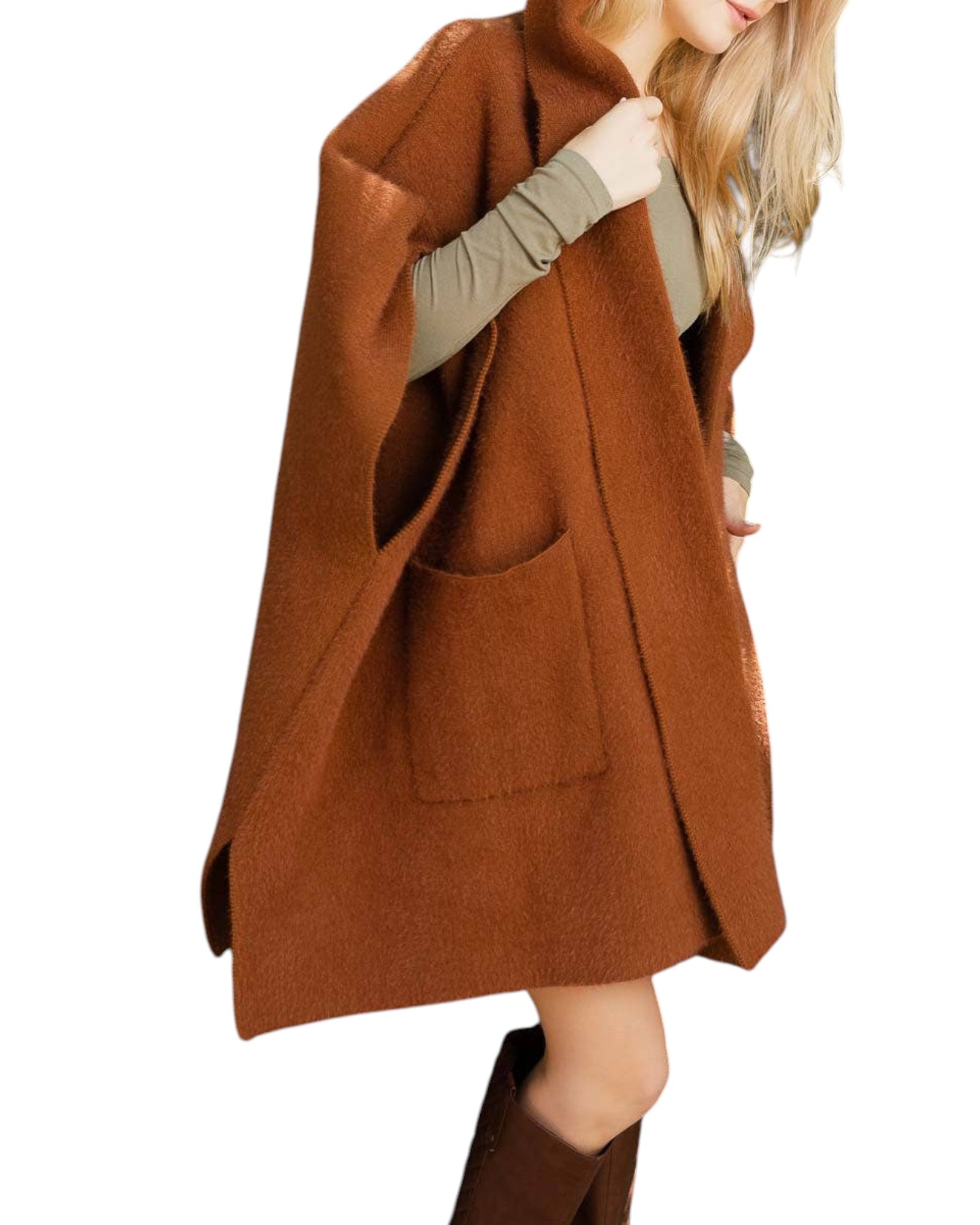 Camel Hooded Ruana