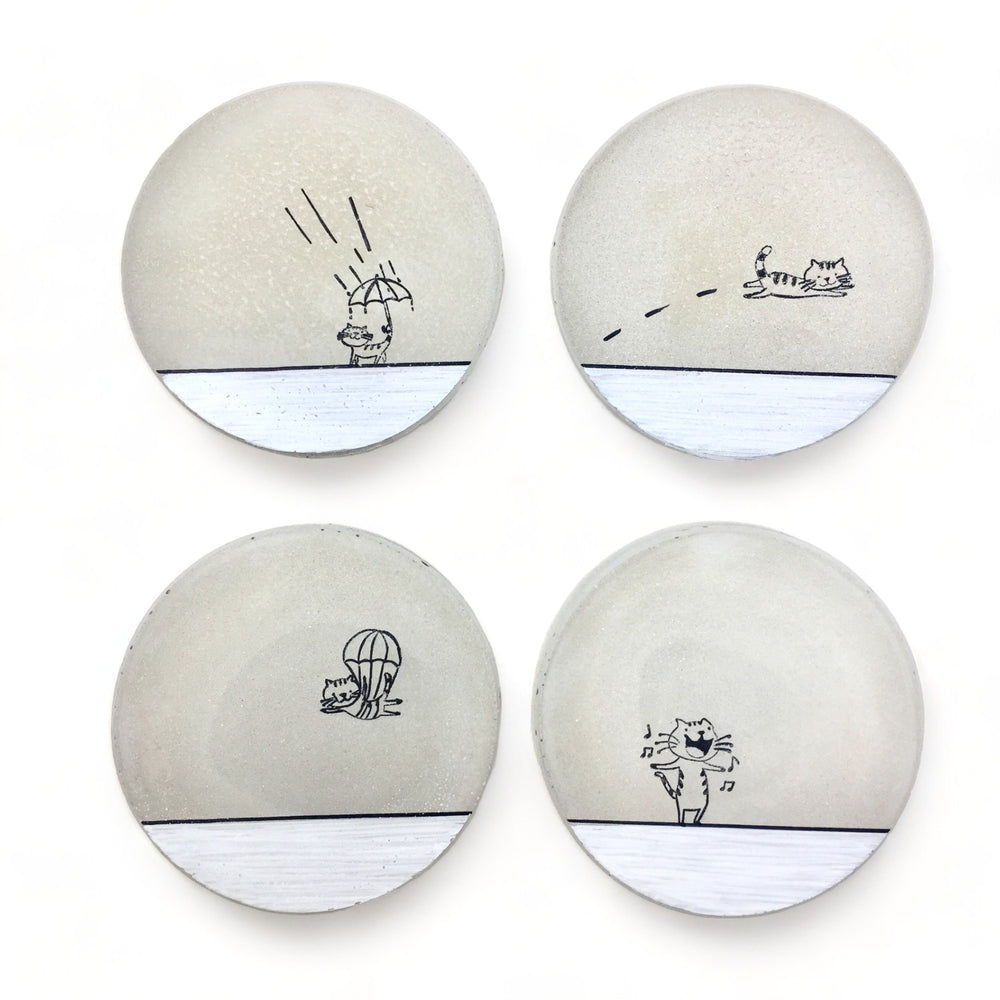 Cat Concrete Coasters