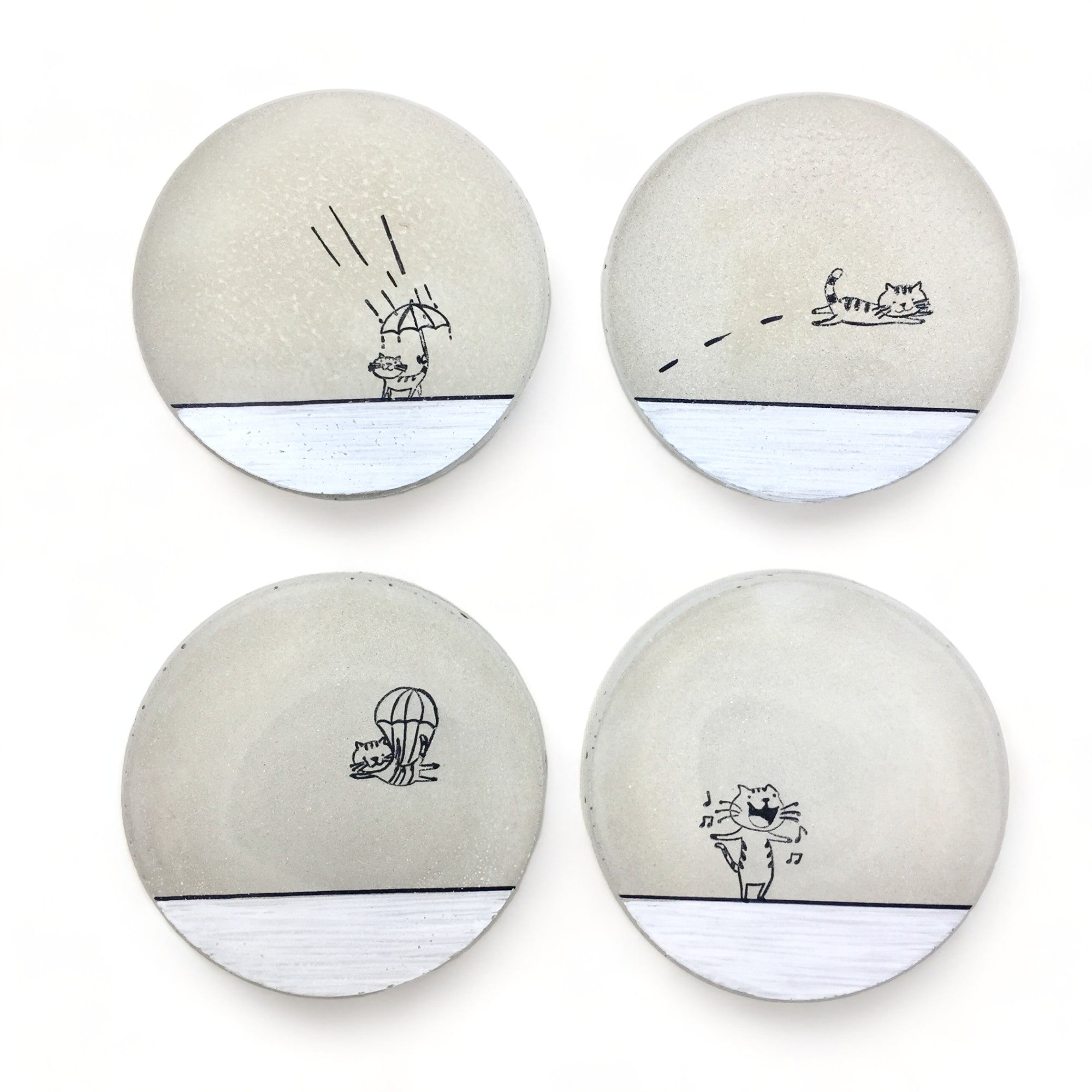 Cat Concrete Coasters