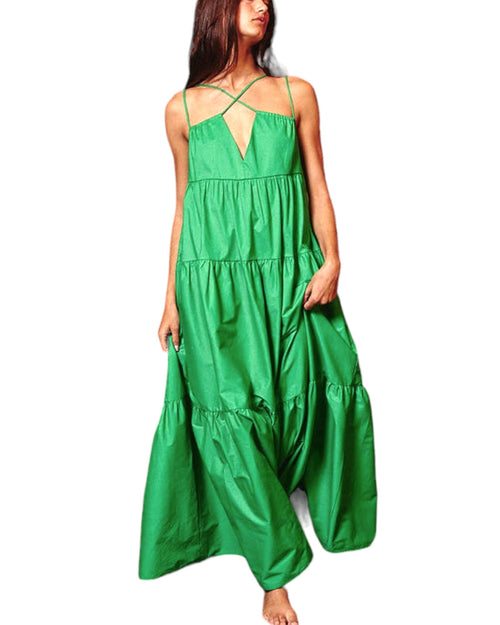 Kelly Green Strappy Tiered Maxi Dress