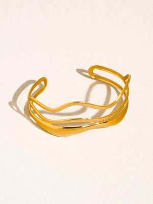 Delacour 18K Gold Non-Tarnish Wavy Cuff Bracelet