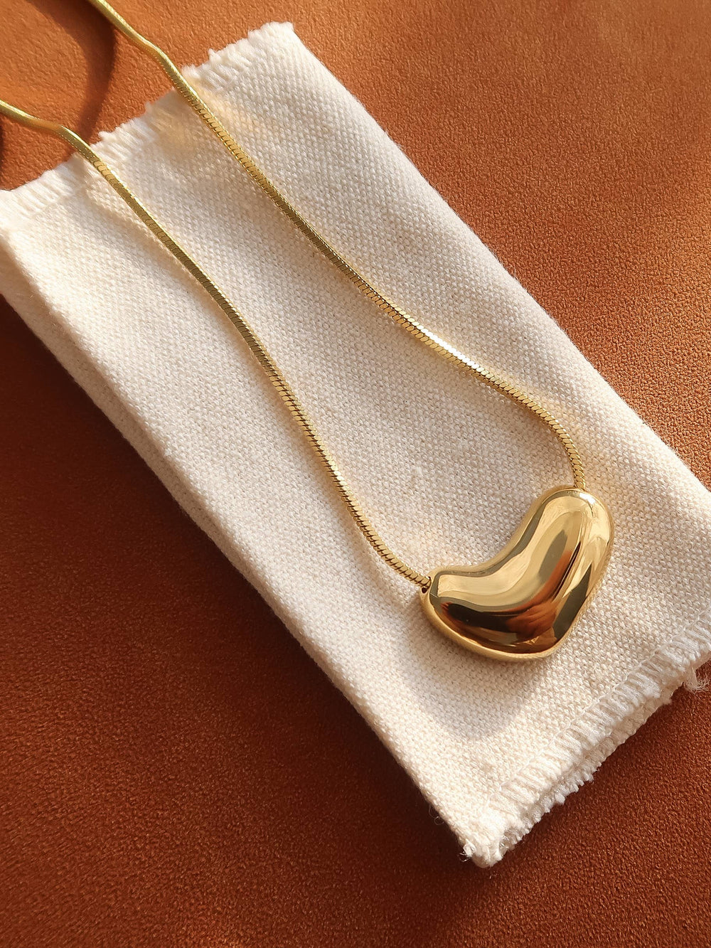 Louis Gold Non-Tarnish Puffy Heart Necklace