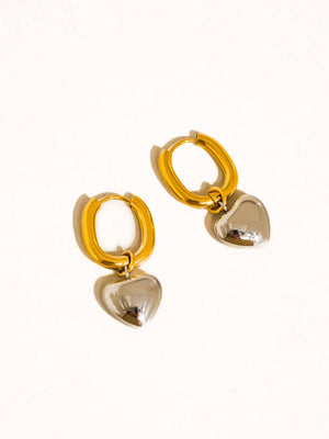 Noor Gold Non-Tarnish Two Tone Heart Earring