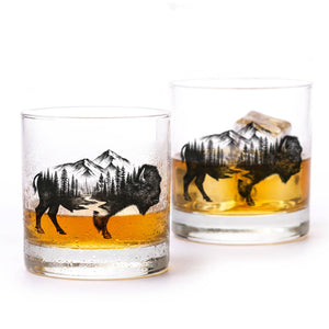 Black Lantern - Rustic Bison and Nature Whiskey Glasses