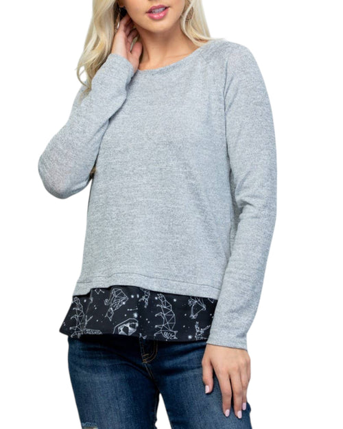 Split Back Celestial Print Sweater