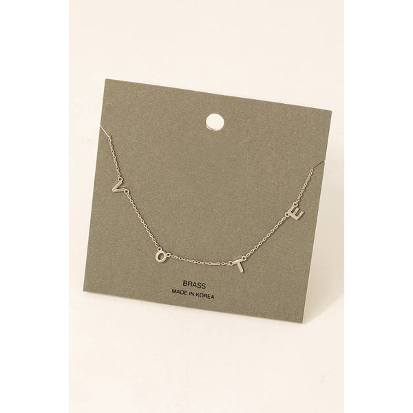 Fame Accessories - Dainty Vote Initial Charm Necklace
