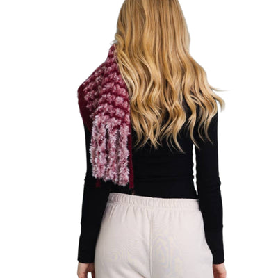 Burgundy Chenille Tassel Scarf