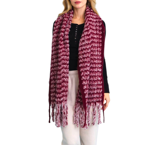 Burgundy Chenille Tassel Scarf