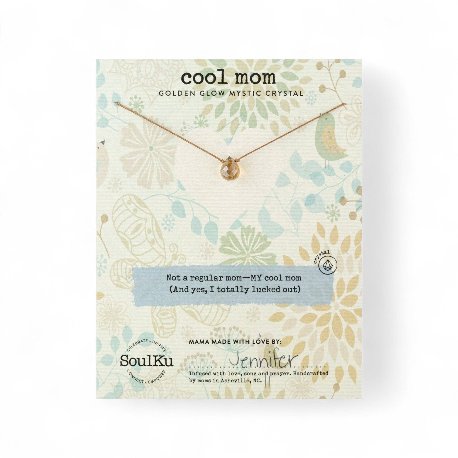 SoulKu - Golden Glow Mystic Crystal Necklace for Cool Mom