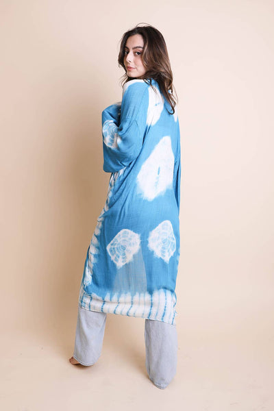 Boho Vibes Tie-Dye Longline Wrap Kimono
