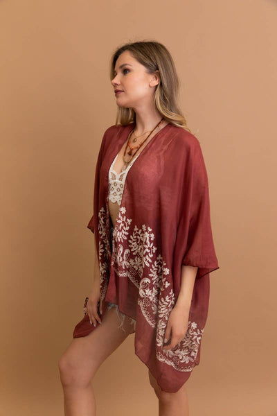Boho Chic Floral Embroidered Kimono | Stitch Detail 🌼