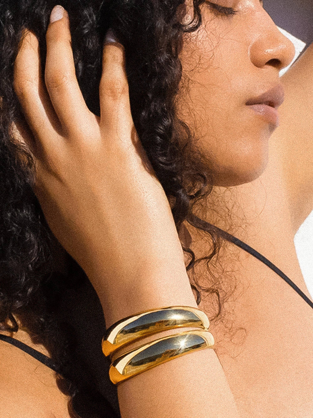 Ronan Gold Non-Tarnish Layered Round Bangle
