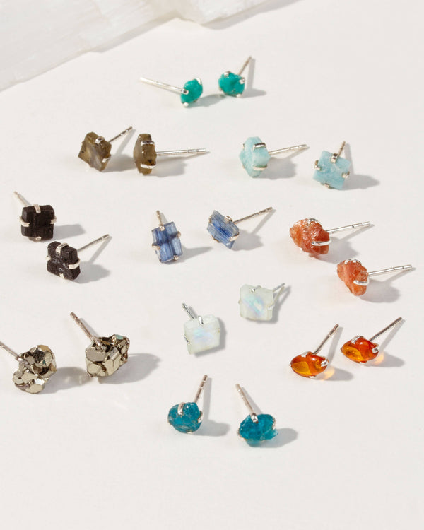 Raw Tanzanite Sterling Silver Post Earrings