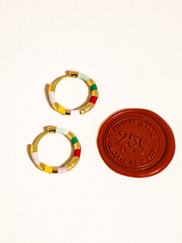 Flânerie by MAIQ - Avielle 18K Gold Vintage Enamel Hoop Earring