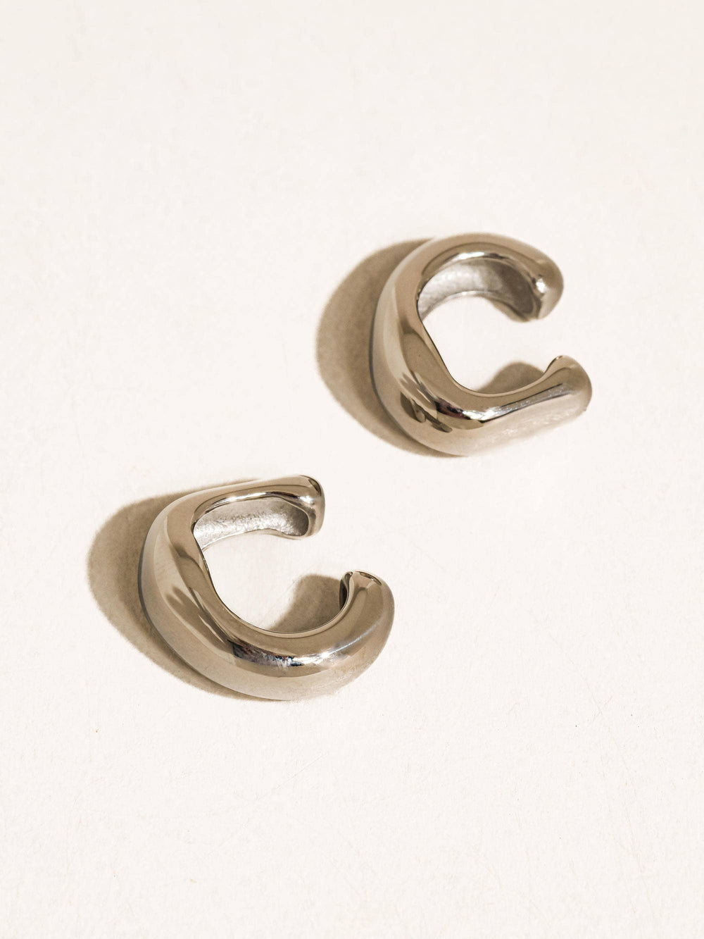 Bronte Silver Non-Tarnish Chunky C Ear Cuff
