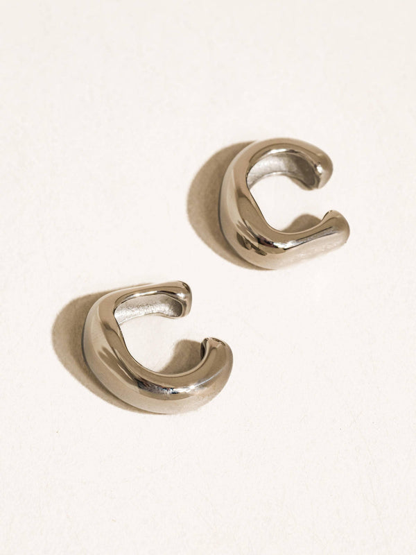 Bronte Silver Non-Tarnish Chunky C Ear Cuff