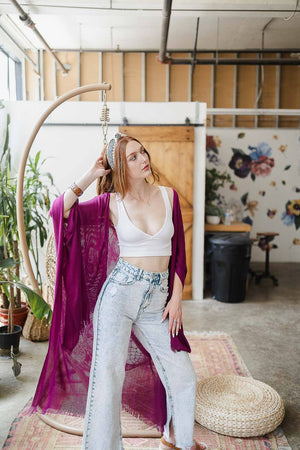 Leto Accessories - 🌻 Summer Style Staple: Colorful Frayed Trim Kimono