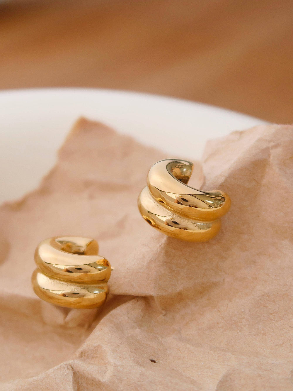 Gold Emma Non-Tarnish Double C-Hoop Earring