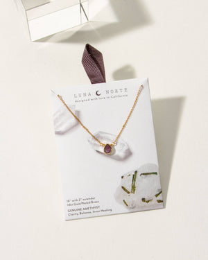 Gold Delicate Amethyst Gemstone Necklace