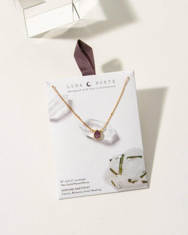 Gold Delicate Amethyst Gemstone Necklace