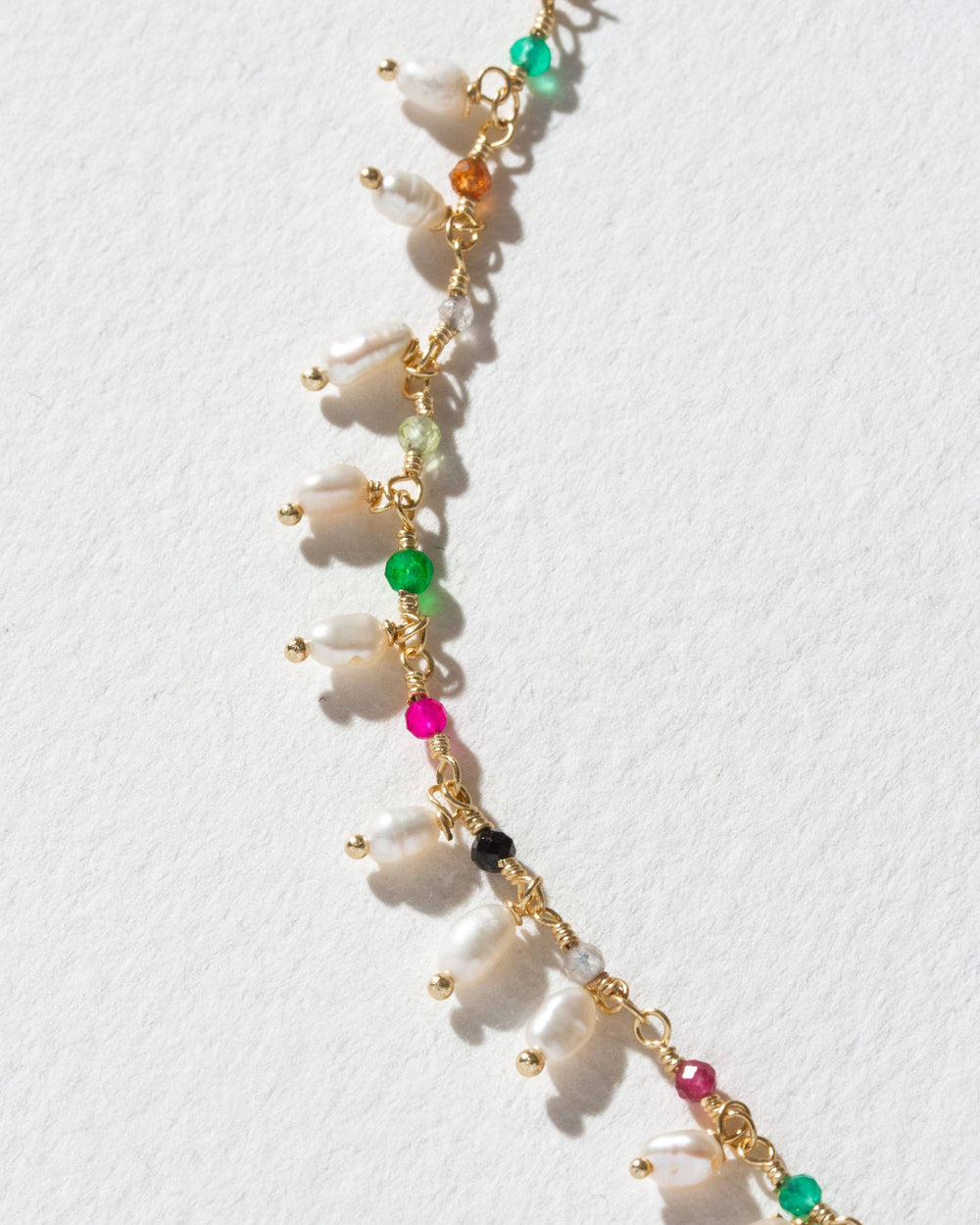 Luna Norte - Lily of the Valley Collar Necklace - Genuine Multistone & Pe