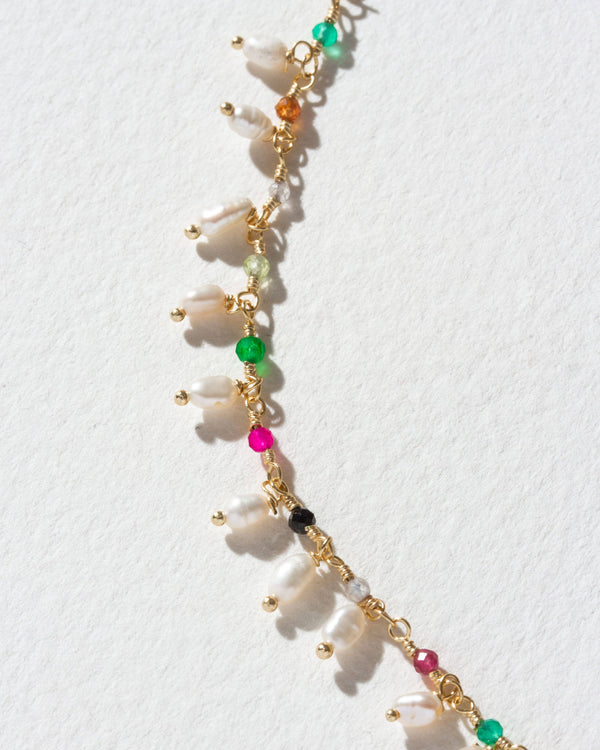 Luna Norte - Lily of the Valley Collar Necklace - Genuine Multistone & Pe