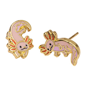 Yellow Owl Workshop - CURIO Axolotl Earrings | Zoo Gift | Gold Mismatched Studs
