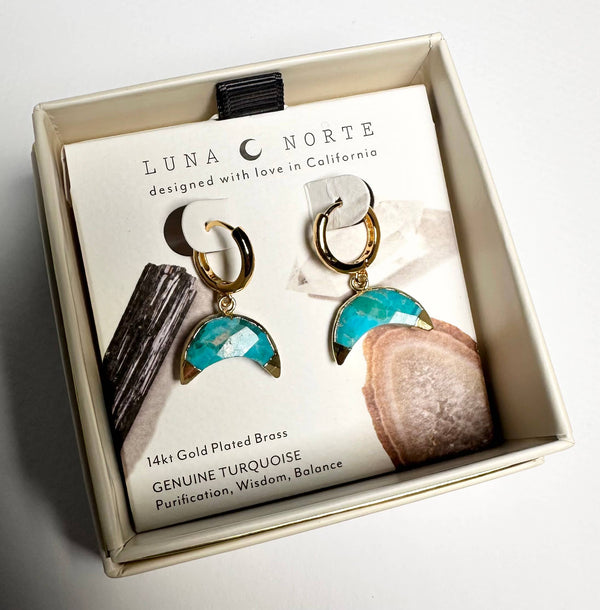 Turquoise Crescent Huggie Hoop Earrings