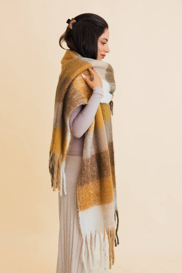 Green Oversized Fringe Scarf