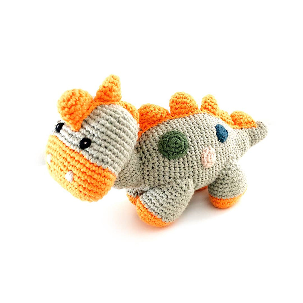 Handmade Crocheted Stegosaurus Baby Rattle