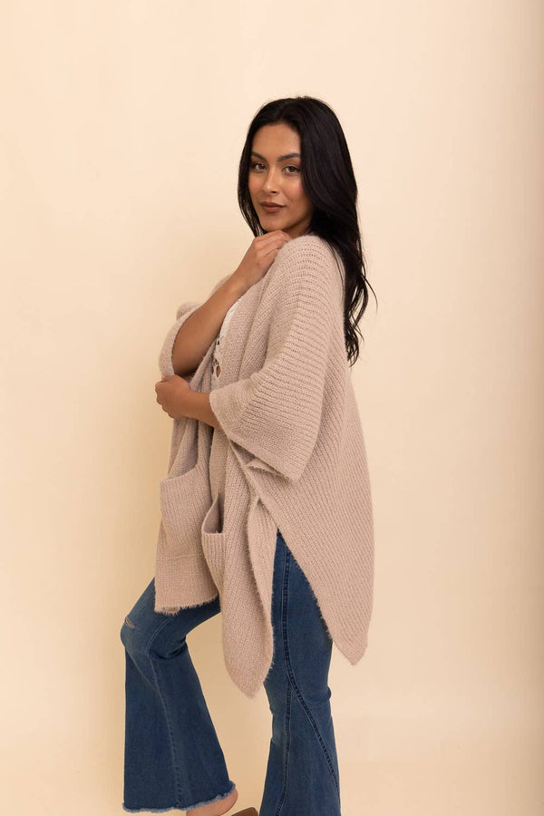 Chic Boucle Cardigan Poncho