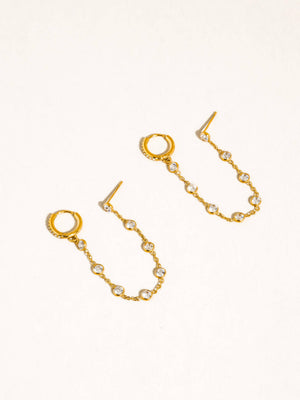 Flânerie by MAIQ - Daffira 18K Gold Non-Tarnish Crystal Chain Link Earrings