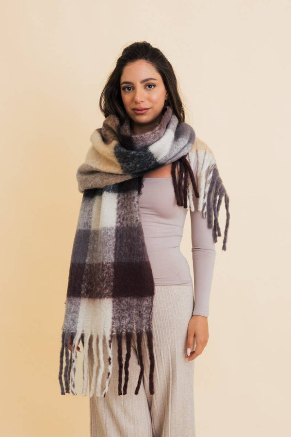 Green Oversized Fringe Scarf