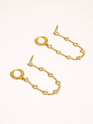 Flânerie by MAIQ - Daffira 18K Gold Non-Tarnish Crystal Chain Link Earrings