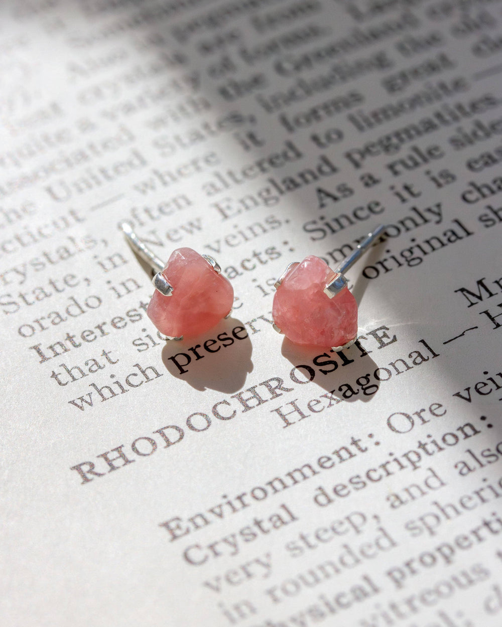 Raw Rhodochrosite Sterling Silver Post Earrings