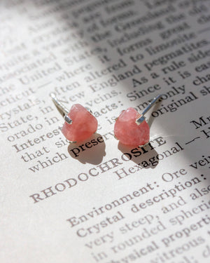 Raw Rhodochrosite Sterling Silver Post Earrings