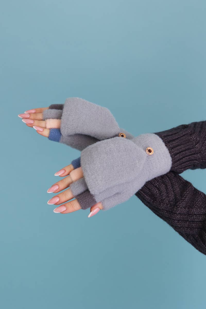 Silver Gray Rainbow Tip Convertible Gloves