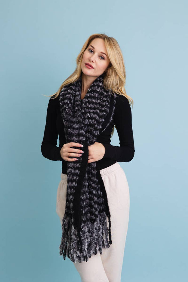 Black Ultra Soft Tassel Scarf