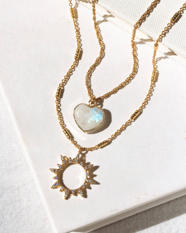 Luna Norte - Live By The Sun, Follow Your Heart Necklace Set - Moonstone