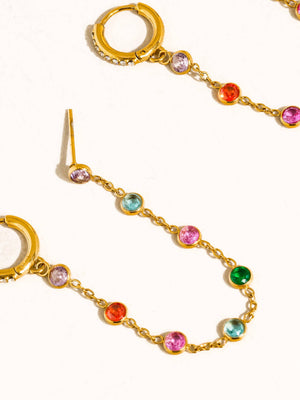 Flânerie by MAIQ - Daffira 18K Gold Non-Tarnish Crystal Chain Link Earrings