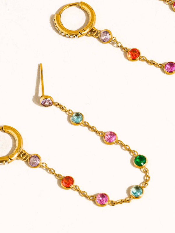 Flânerie by MAIQ - Daffira 18K Gold Non-Tarnish Crystal Chain Link Earrings