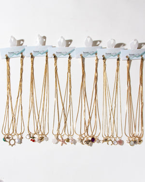 Luna Norte - Sample Sale Gold 5 Strand Charm Necklace-Pre-Curated 6 Pack