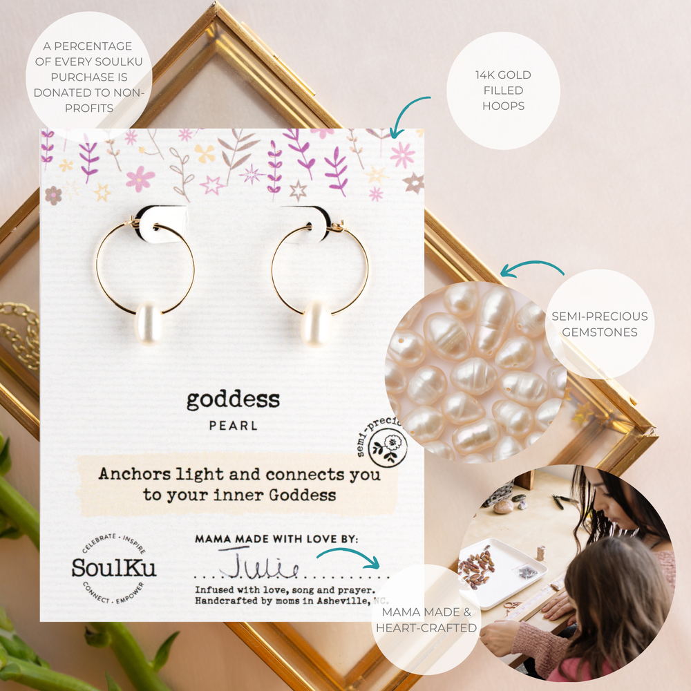 Pearl Gold Hoop Earrings for Goddess